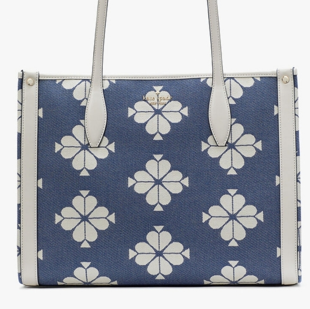 Kate spade denim flower medium tote - Picture 1 of 6